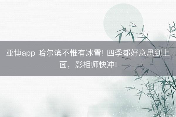 亚博app 哈尔滨不惟有冰雪! 四季都好意思到上面，影相师快冲!